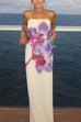 Camilladress Elegant Strapless Floral Print Maxi Dress