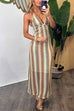 Camilladress Halter V Neck Backless Color Block Crochet Maxi Dress