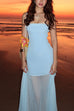 Camilladress Strapless Mesh Splice Bodycon Maxi Dress
