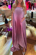Camilladress Strapless Tube Gradient Ombre Satin Maxi Party Dress
