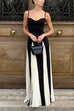 Camilladress Low Cut Color Block Swing Maxi Cami Dress