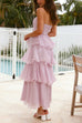 Camilladress Strapless Empire Waist Ruffle Layered Maxi Dress