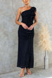 Camilladress One Shoulder Slit Ruffle Mesh Maxi Dress