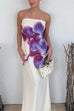 Camilladress Elegant Strapless Floral Print Maxi Dress
