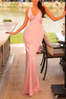 Camilladress V Neck Back Tie Bow Cut Out Satin Maxi Dress