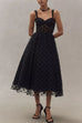 Camilladress V Neck Mesh Polka Dot A-line Midi Cami Dress