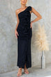Camilladress One Shoulder Slit Ruffle Mesh Maxi Dress