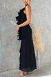 Camilladress One Shoulder Slit Ruffle Mesh Maxi Dress
