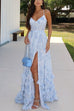 Camilladress Back Lace-up Ruffle Hem Slit Floral Print Maxi Cami Dress