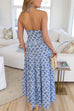 Camilladress Halter Cut Out Backless Frill Trim Floral Print Maxi Dress