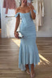 Camilladress Sleeveless Ruched Waist Ruffle Hem Jacquard Maxi Dress