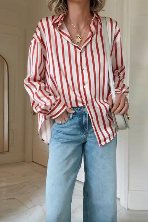 Camilladress Long Sleeves Button Down Striped Blouse Shirt