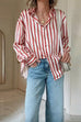 Camilladress Long Sleeves Button Down Striped Blouse Shirt