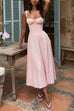 Camilladress Drawstring Neck Slit Bustier Midi Cami Dress