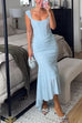 Camilladress Sleeveless Ruched Waist Ruffle Hem Jacquard Maxi Dress