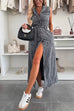 camilladress Sleeveless Button Down Tie Waist Pocketed Denim Midi Dress
