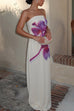 Camilladress Elegant Strapless Floral Print Maxi Dress