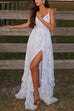 Camilladress Back Lace-up Ruffle Hem Slit Floral Print Maxi Cami Dress