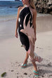 Camilladress Halter Neck Open Back Asymmetric Hem Printed Satin Midi Dress