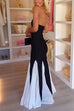 Strapless Color Block Bodycon Flare Maxi Dress