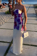 Camilladress Elegant Strapless Floral Print Maxi Dress