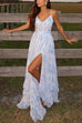 Camilladress Back Lace-up Ruffle Hem Slit Floral Print Maxi Cami Dress