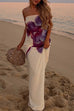 Camilladress Elegant Strapless Floral Print Maxi Dress