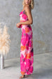 Backless Lace-up Floral Print Bodycon Maxi Cami Dress