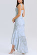 Camilladress Sleeveless Ruched Waist Ruffle Hem Jacquard Maxi Dress