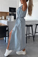 camilladress Sleeveless Button Down Tie Waist Pocketed Denim Midi Dress