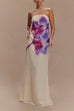 Camilladress Elegant Strapless Floral Print Maxi Dress