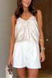 Camilladress Spaghetti Strap Draped Satin Top