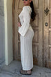 Camilladress V Neck Long Sleeves Backless Crochet Hollow Out Knit Maxi Dress