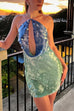 Camilladress Halter Cut Out Open Back Sequin Mini Dress