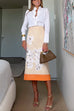 Camiladress High Rise Color Block Floral Print Pencil Midi Skirt