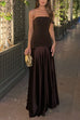 Camilladress Strapless Satin Patchwork Flare Maxi Dress