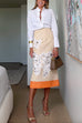 Camiladress High Rise Color Block Floral Print Pencil Midi Skirt