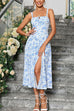Camilladress Adjustable Strap Back Lace-up Slit Midi Dress