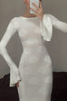 Camilladress Bell Long Sleeves Backless Lace-up Shell Print Maxi Dress