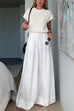 Camiladress Casual Pocketed Cotton Linen Wide Leg Palazzo Pants