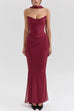 Camilladress Ruched Strapless Corset and Bodycon Maxi Skirt Set with Scarf