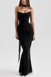 Camilladress Ruched Strapless Corset and Bodycon Maxi Skirt Set with Scarf