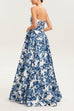 Camilladress Strapless Back Lace-up Print Maxi Party Dress
