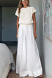 Camiladress Casual Pocketed Cotton Linen Wide Leg Palazzo Pants