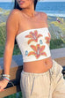 Camilladress Strapless Tube Floral Print Crop Top