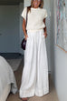 Camiladress Casual Pocketed Cotton Linen Wide Leg Palazzo Pants