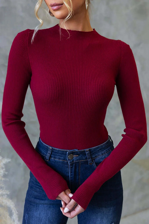 Camilladress Long Sleeves Slim Fit Basic Ribbed Knit Top