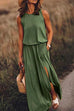 Camilladress Sleeveless Waisted Slit Maxi Tank Dress