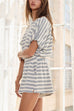 Camilladress Striped Short Sleeves Crop Top and Elastic Waist Pocketed Shorts Set