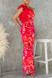 Camilladress Ruffle One Shoulder Floral Print Bodycon Maxi Dress